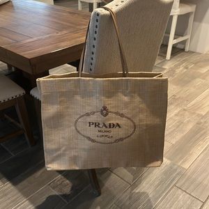 Prada Raffia Tote Bag